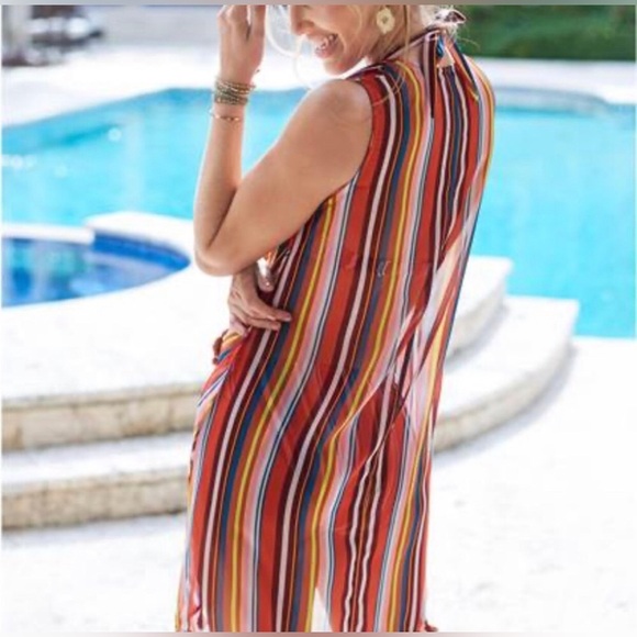 Striped Multicolor Sleeveless Coverup Dress - Picture 12 of 12